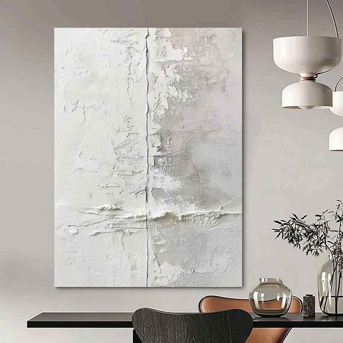 Hand-Painted White Acrylic - hand-painted custom canvas art